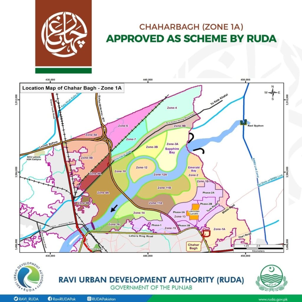 Location Map of Ravi City Chahar Bagh Lahore